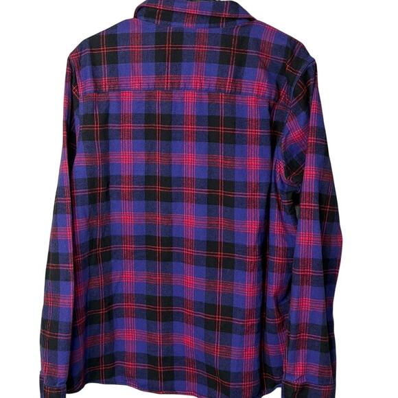 L.L. Bean Womens Flannel Shirt Relaxed Fit XL Purple blue Oversized Cabincore - Picture 4 of 10